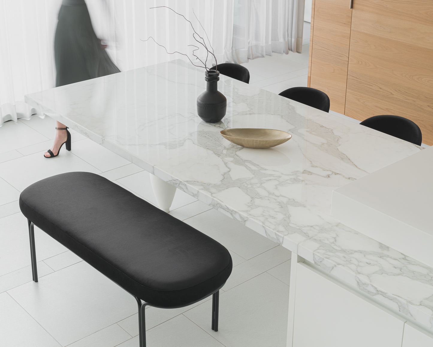 Iris Chair in Black Vintage Velvet and Brass legs