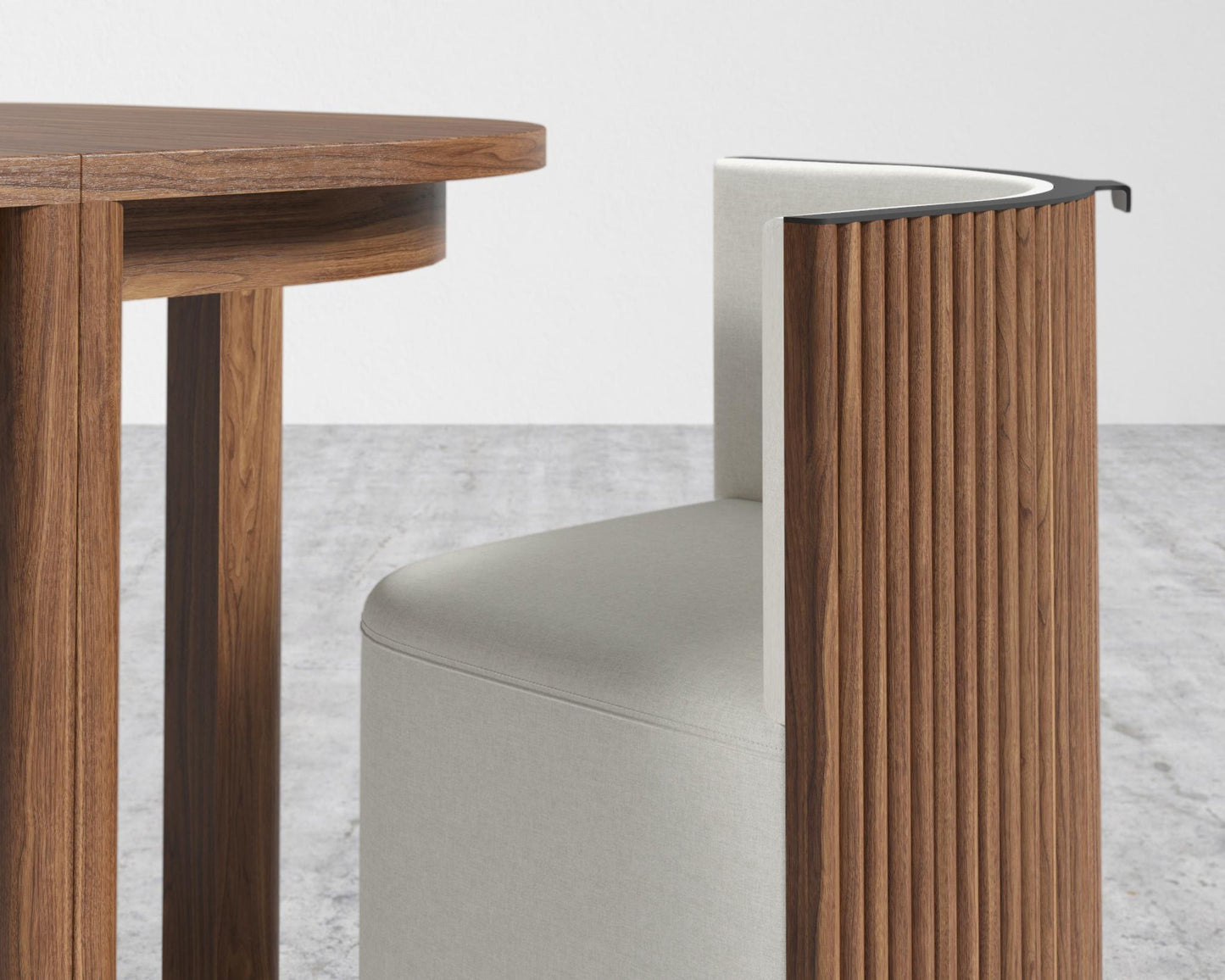 Aspen Dining Set - Modern Felt - Alesund, Walnut Veneer