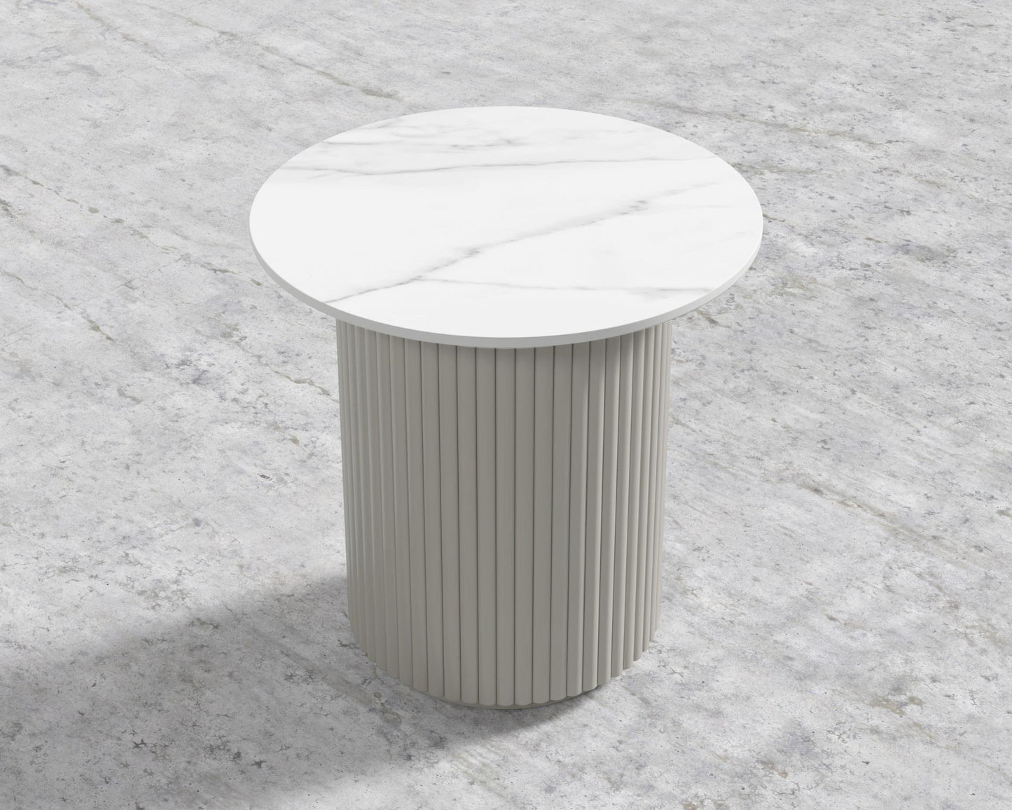 Athena Side Table - Alabaster Matte Lacquer, White Calacatta Ceramic, 22" | 55 cm