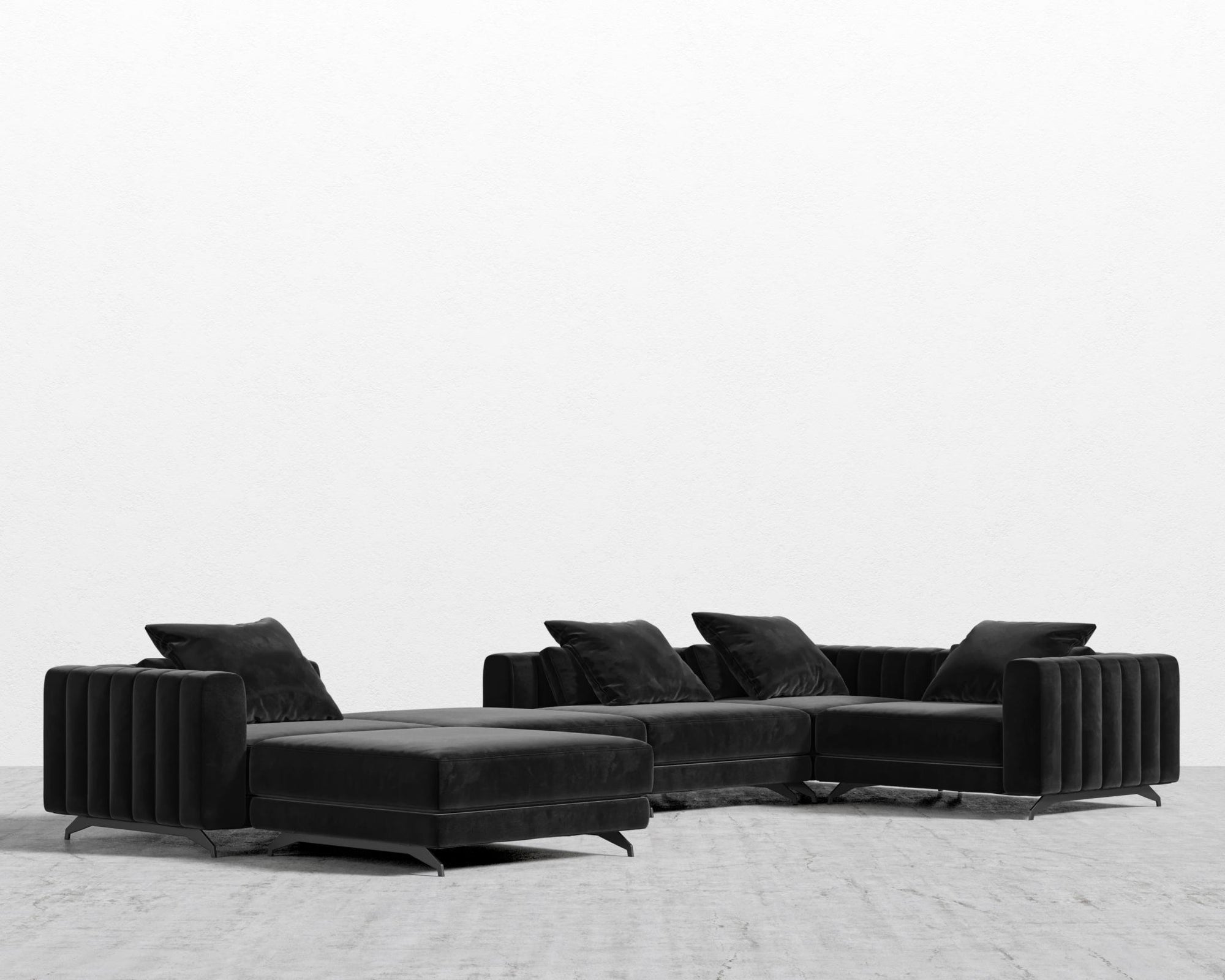 Berlin Modular Sectional - Black - Berlin, Plush Velvet - Black