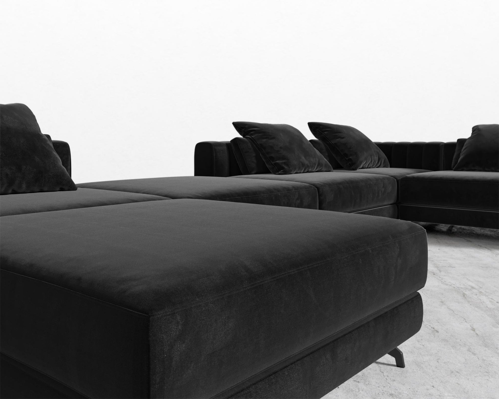 Berlin Modular Sectional - Black - Berlin, Plush Velvet - Black