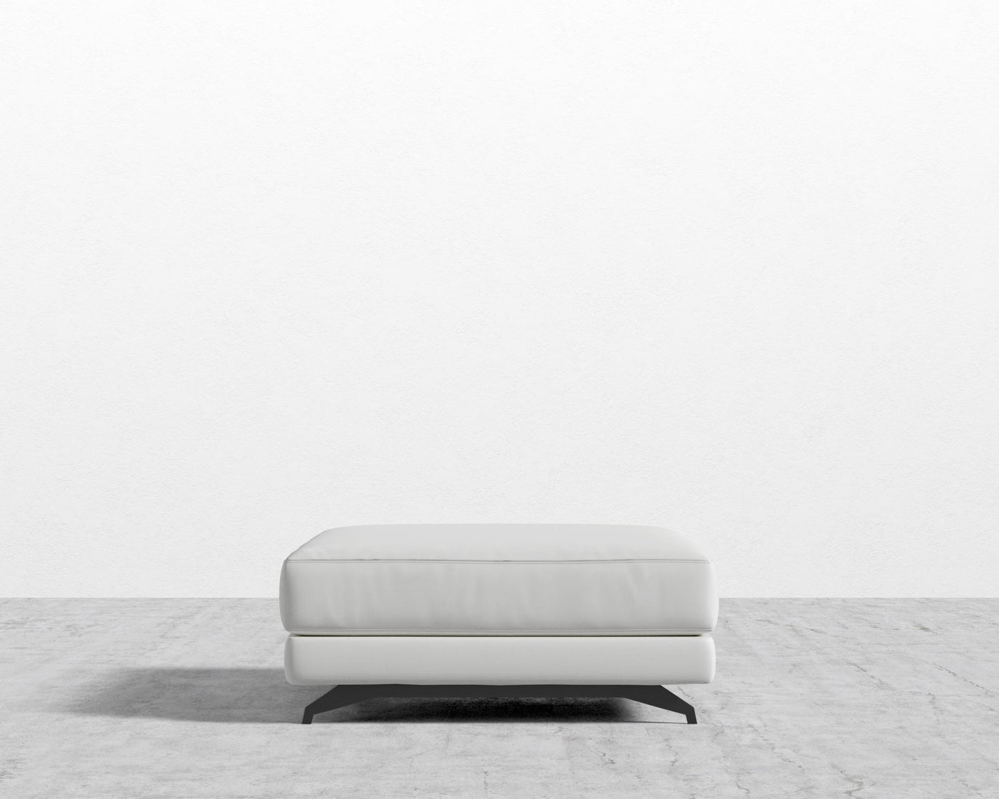 Berlin Ottoman - Black - Berlin, Microfiber Leather - Trento Eggshell