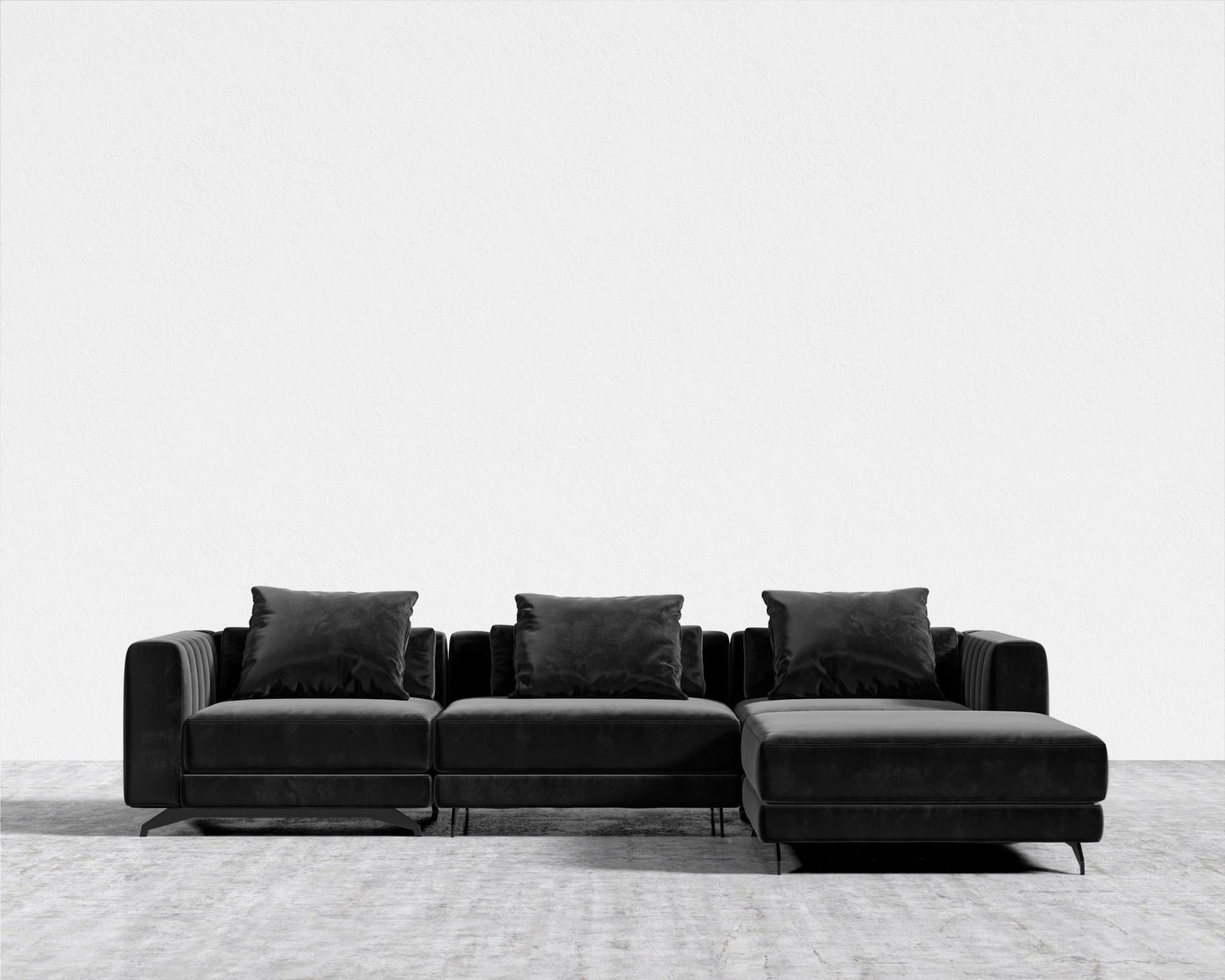 Berlin Sectional Sofa - Black - Berlin, Plush Velvet - Black
