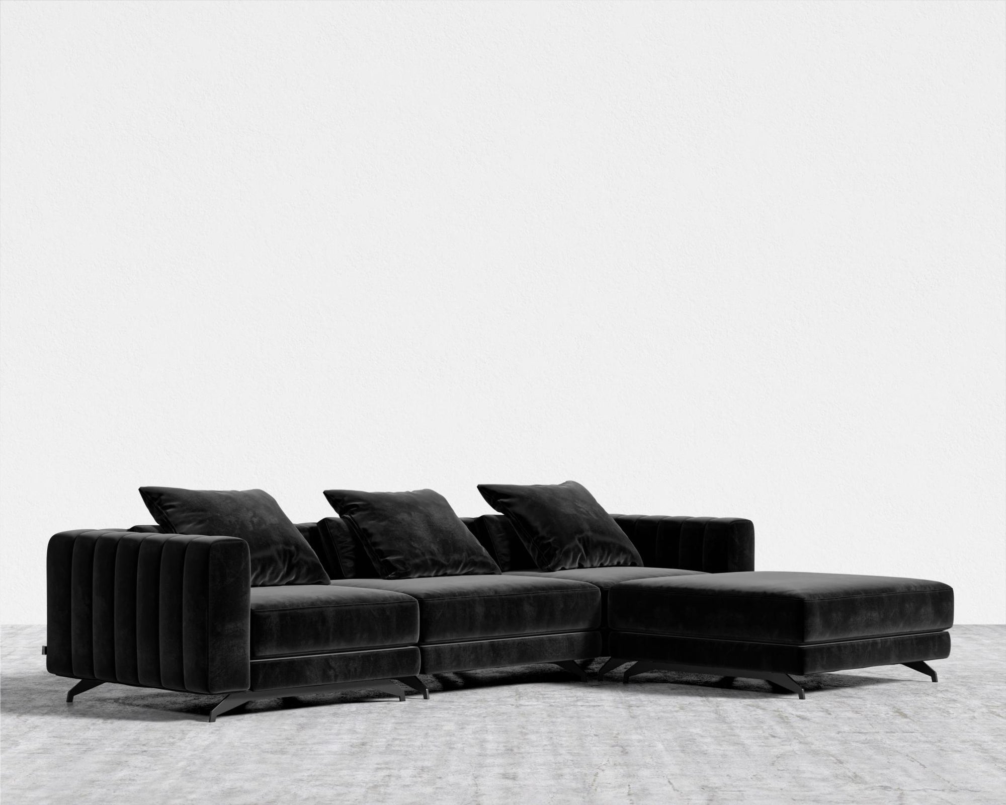 Berlin Sectional Sofa - Black - Berlin, Plush Velvet - Black
