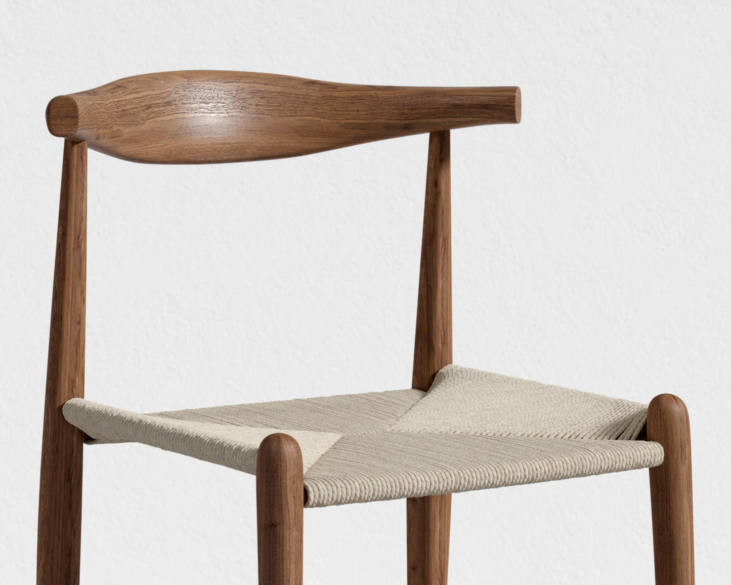 Elbow Counter Stool - Woven - Walnut Stain, Seat Color - Natural Seat Cord