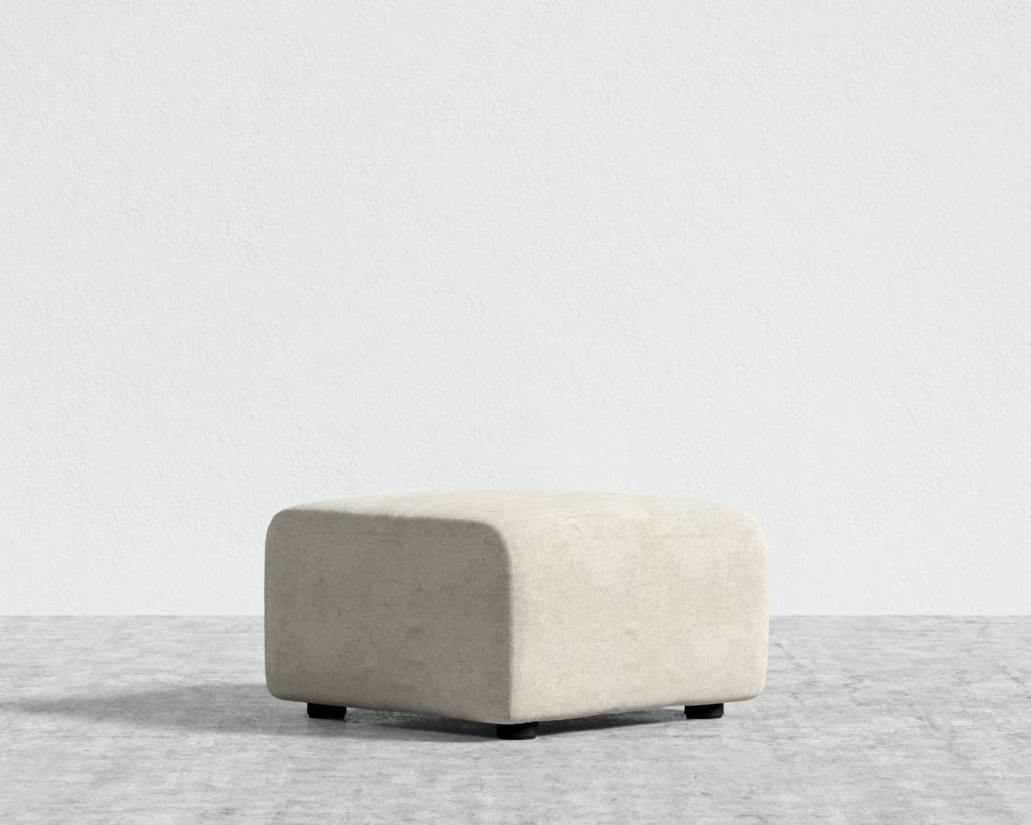 Kaye Ottoman - Large, Essential Cloud Weave - Birch