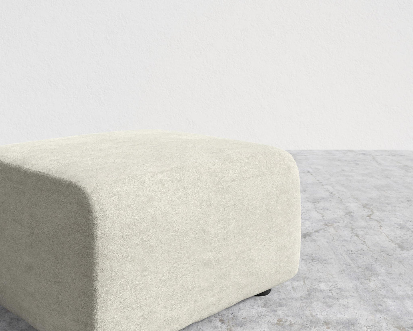 Kaye Ottoman - Large, Essential Cloud Weave - Birch