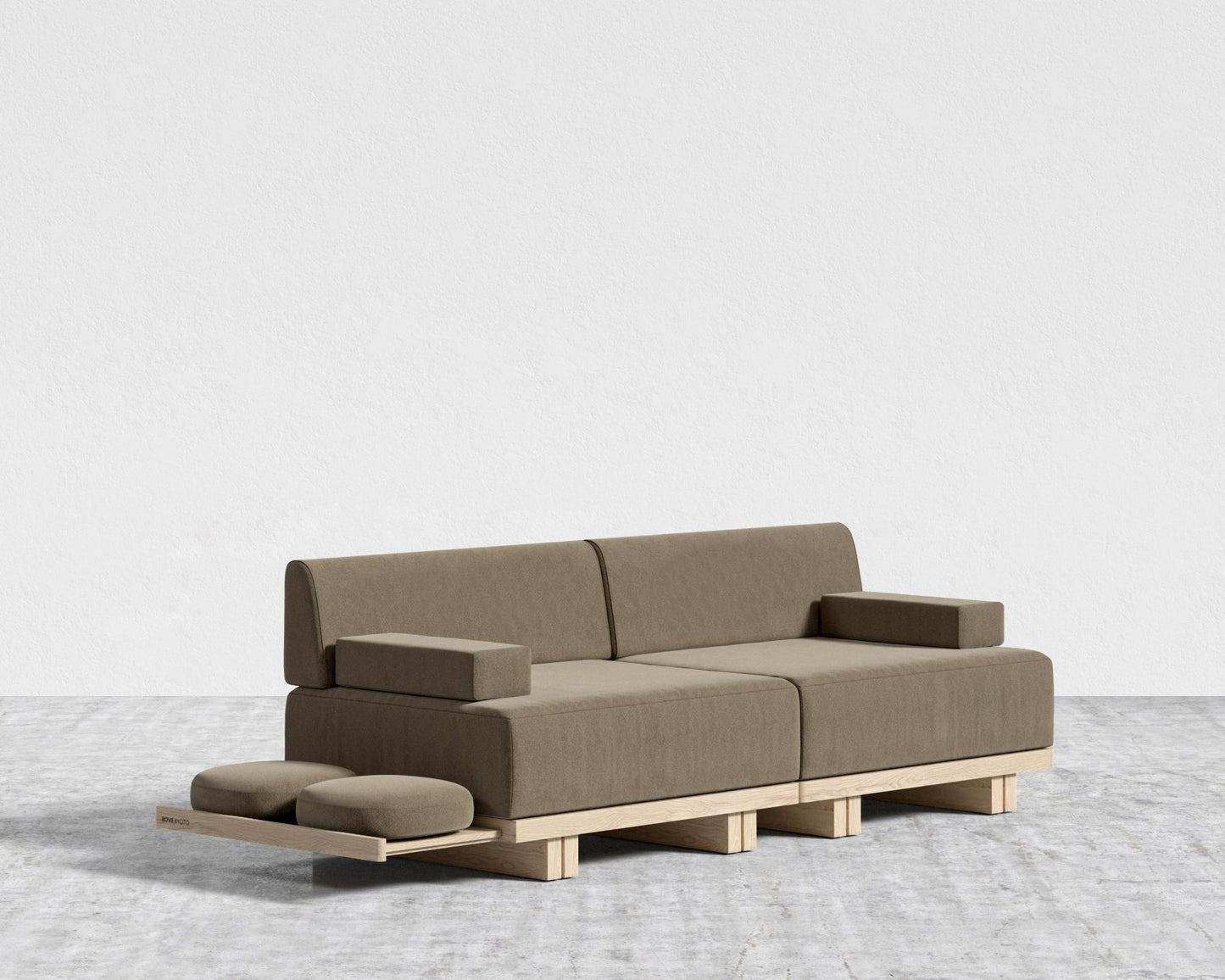 Kyoto Loveseat - Kyoto Truffle - Deep-cut, Ombra Velvet - Smoky Brown