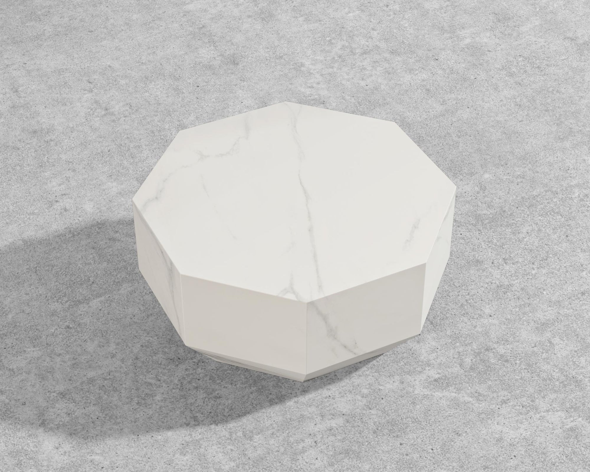 Leia Coffee Table - 29" x 29", White Calacatta Ceramic