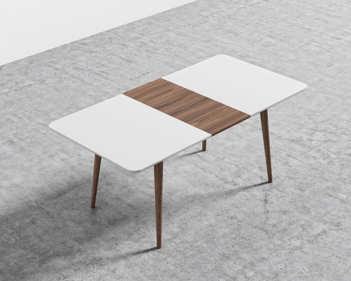Marcus Dining Table - Lacquer - White, Ash Wood, Walnut Veneer