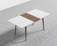 Marcus Dining Table - Lacquer - White, Ash Wood, Walnut Veneer