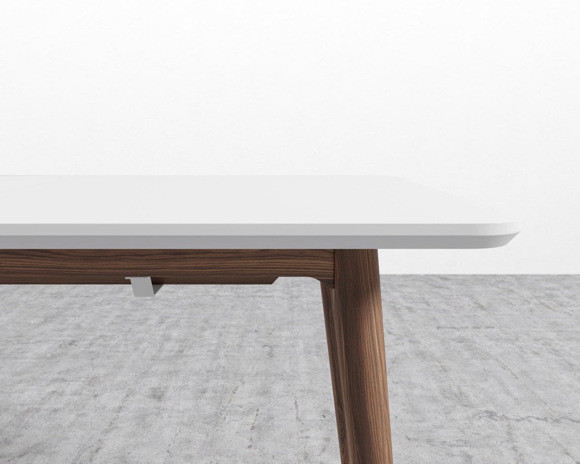 Marcus Dining Table - Lacquer - White, Ash Wood, Walnut Veneer