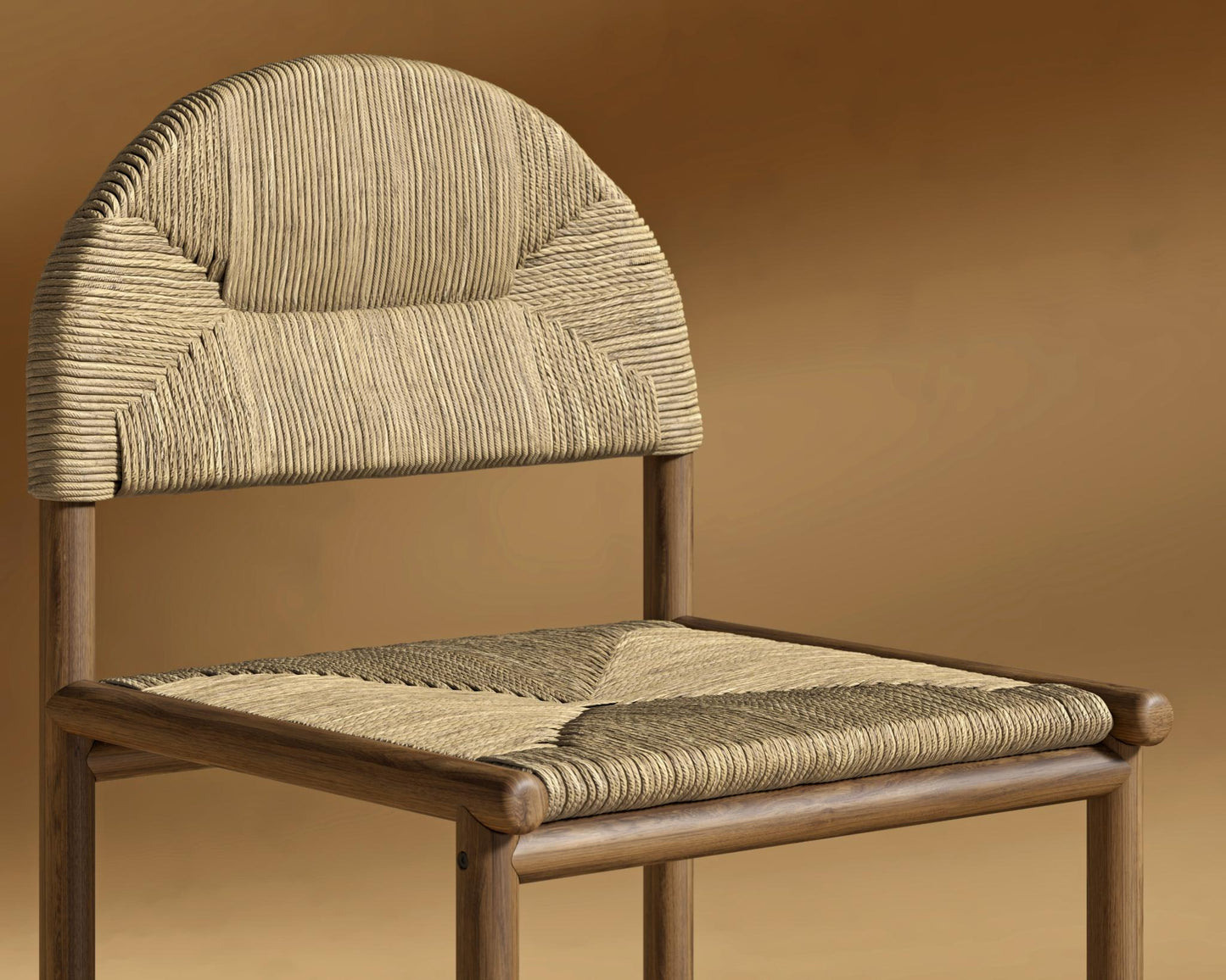 Monti Counter Stool - Walnut Stain, Seat Color - Seagrass Cord