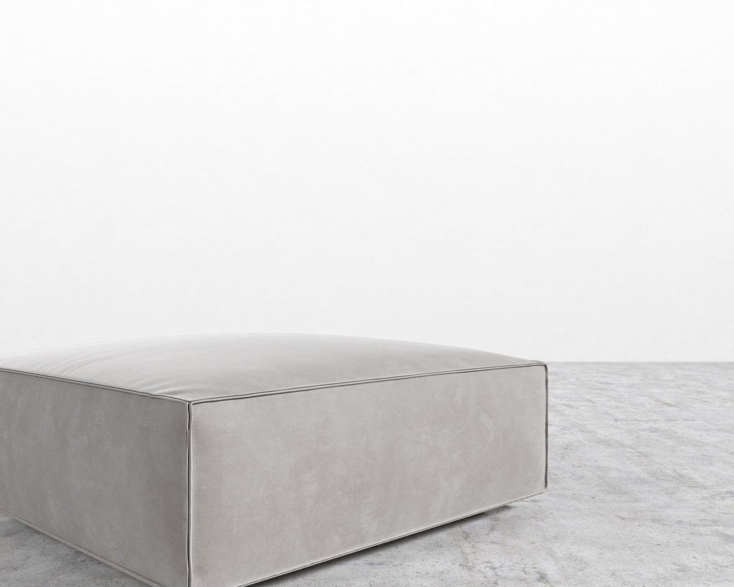 Porter Ottoman - Black Feet, Venice Vegan Suede - Chiffon