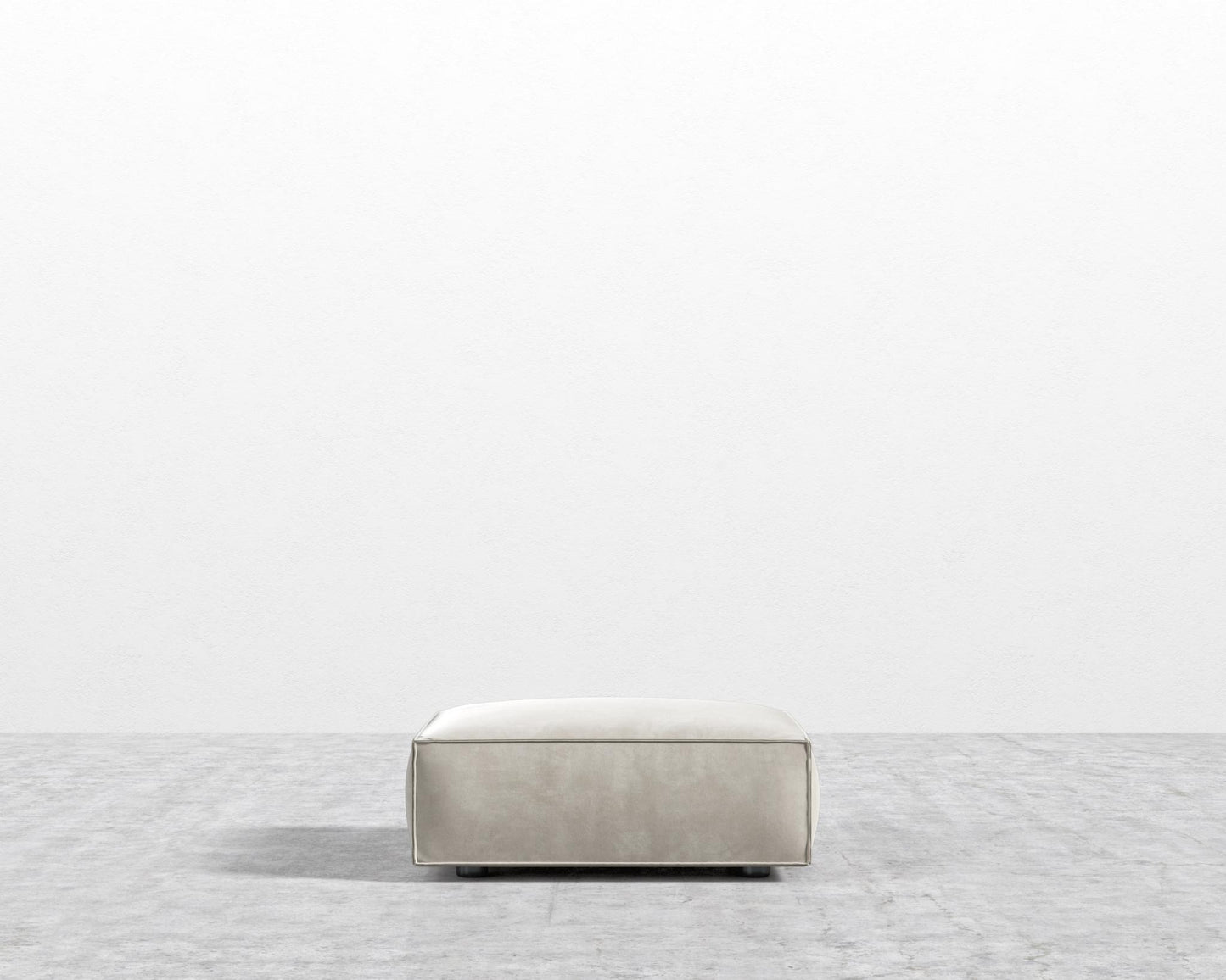 Porter Ottoman - Black Feet, Venice Vegan Suede - Latte