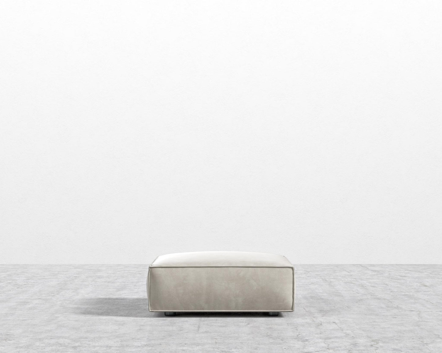 Porter Ottoman - Black Feet, Venice Vegan Suede - Latte