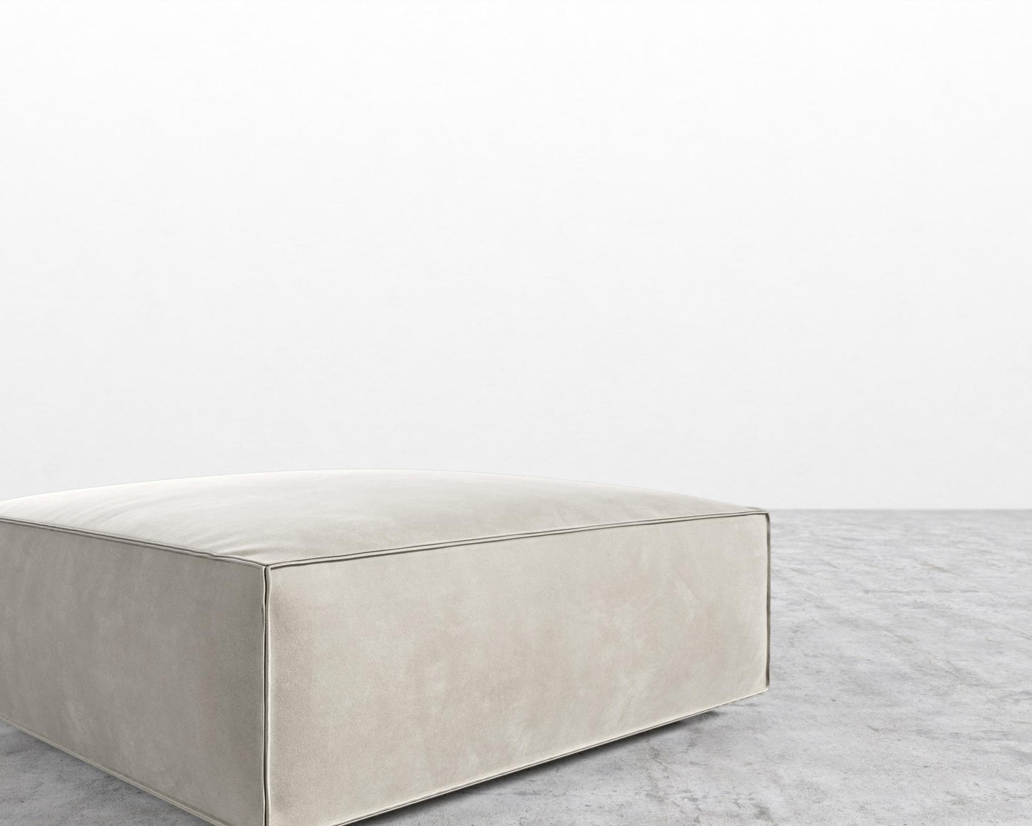 Porter Ottoman - Black Feet, Venice Vegan Suede - Latte