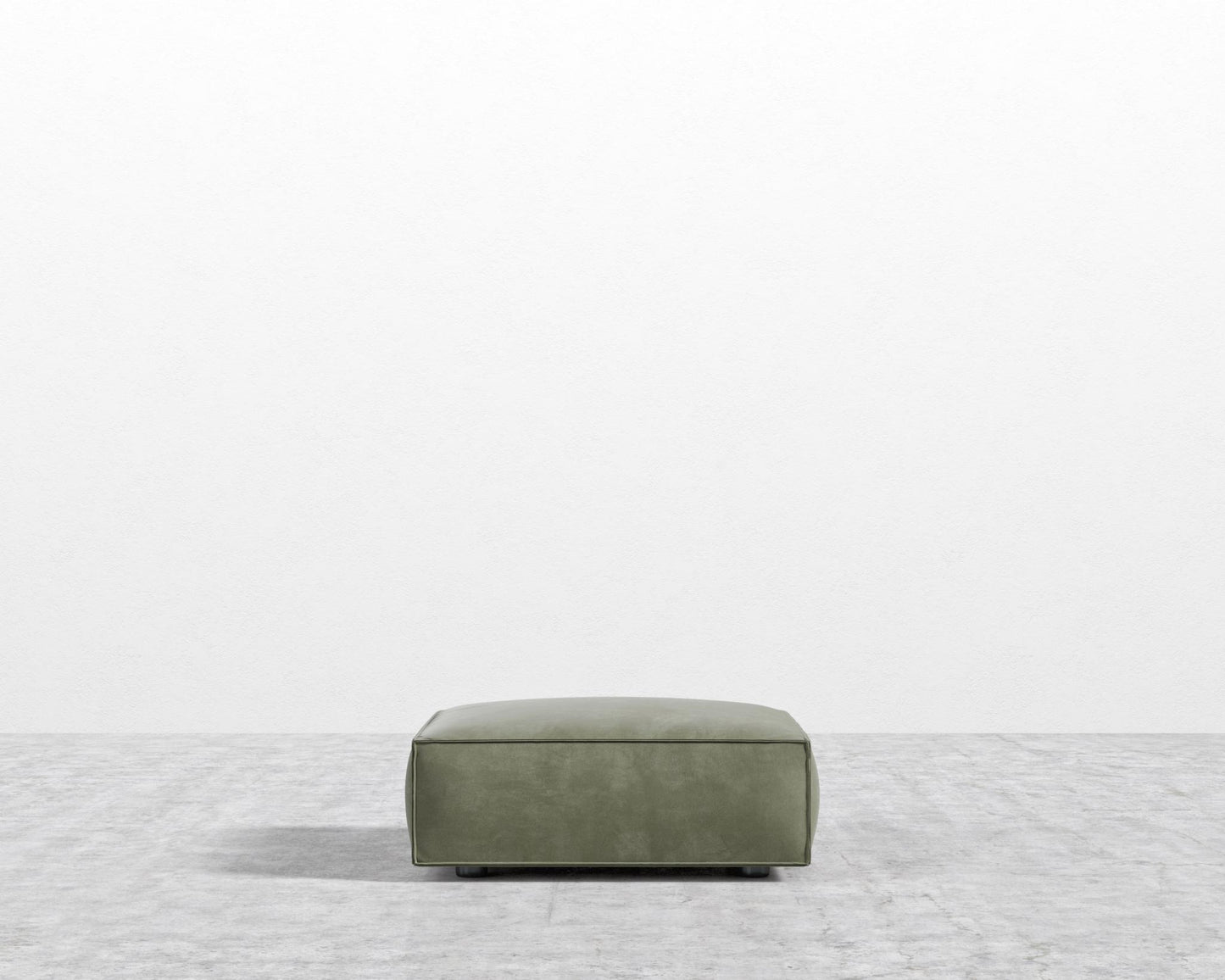 Porter Ottoman - Black Feet, Venice Vegan Suede - Sage