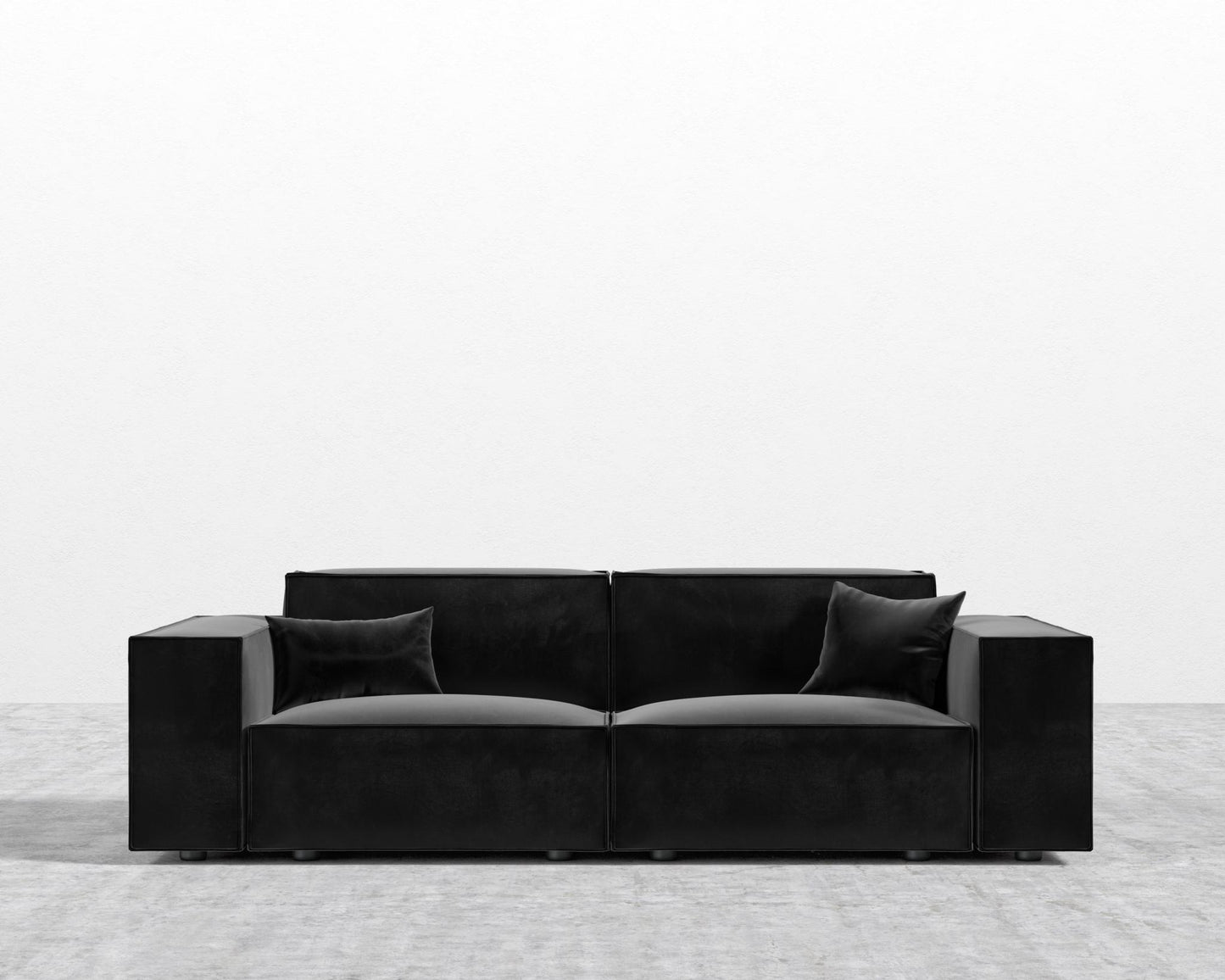 Porter Sofa - Black Feet, Plush Velvet - Black