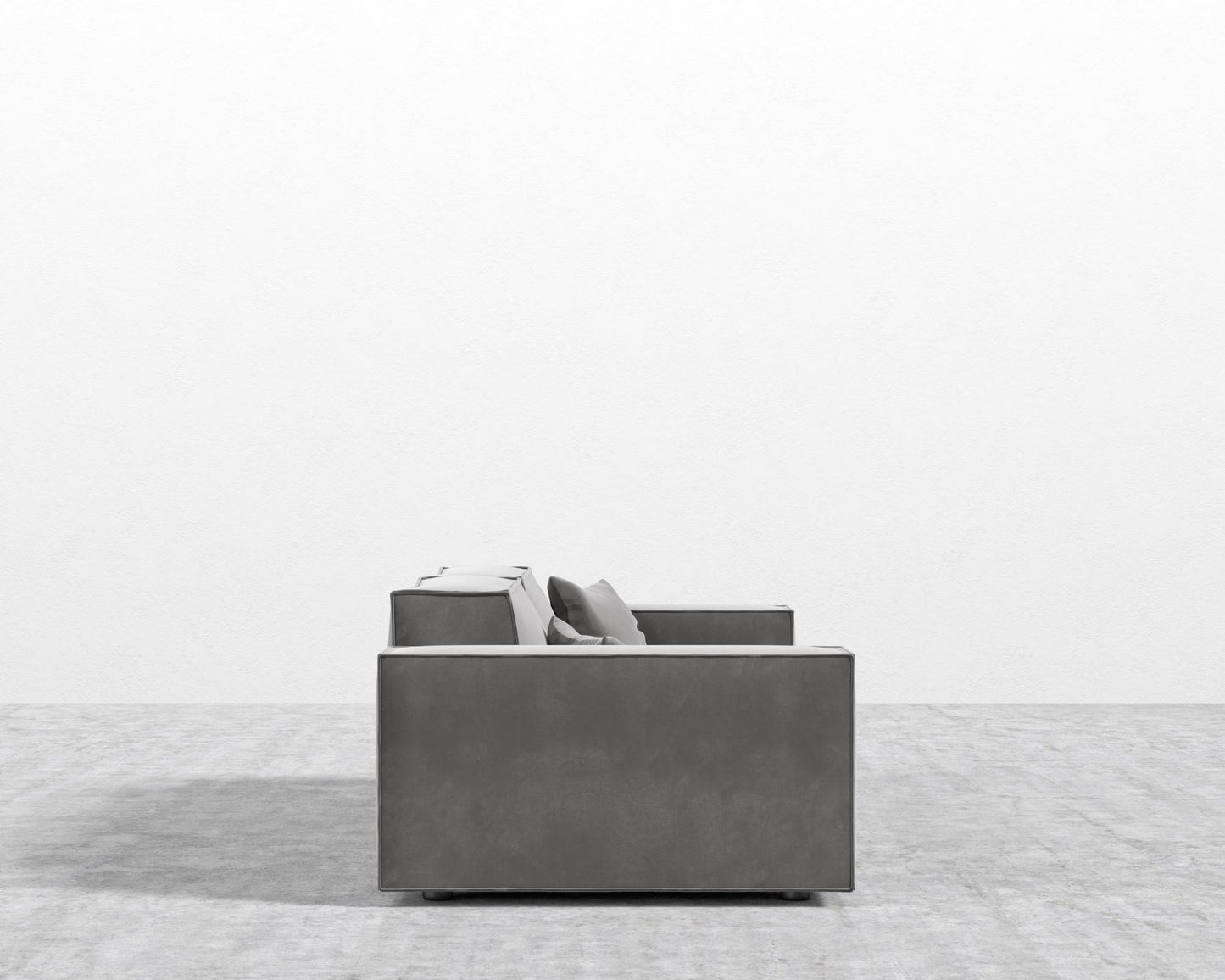 Porter Sofa - Black Feet, Plush Velvet - Glacier Grey