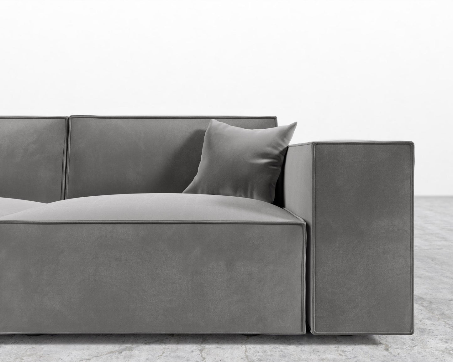 Porter Sofa - Black Feet, Plush Velvet - Glacier Grey