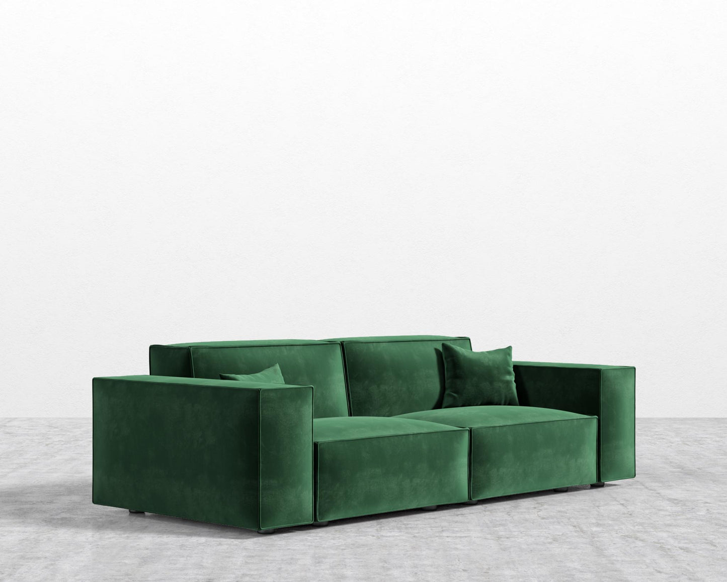 Porter Sofa - Black Feet, Plush Velvet - Moss