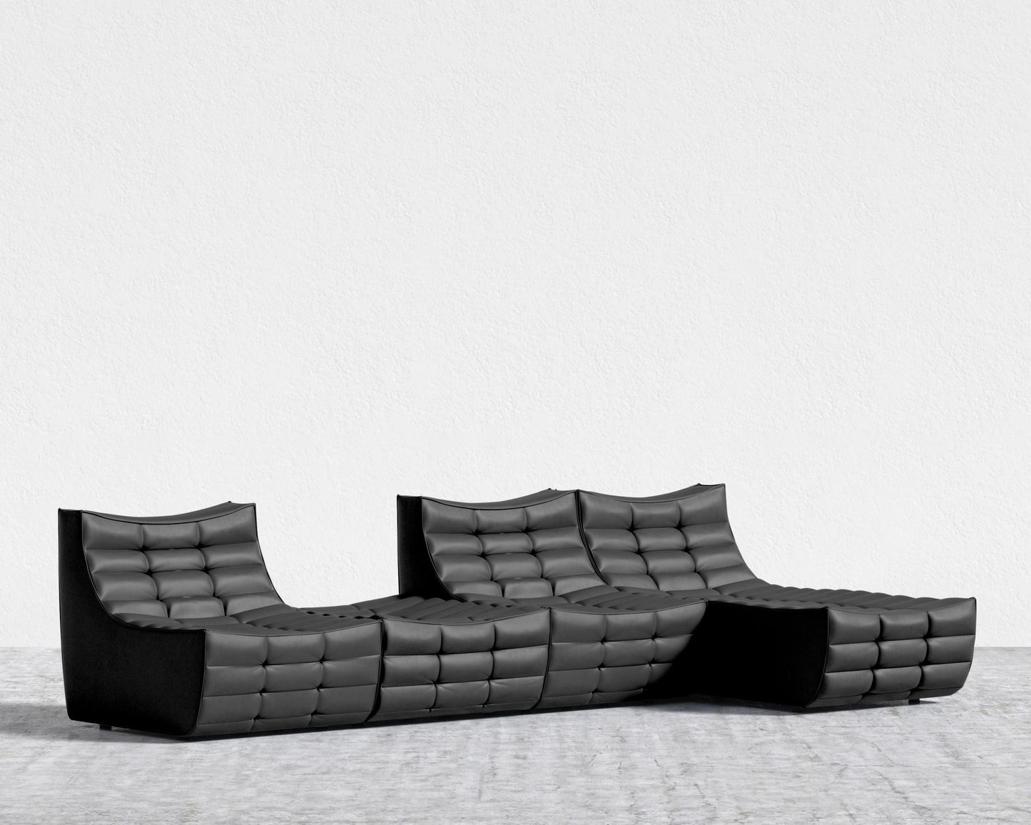 Tanner Modular Sectional - Microfiber Leather - Trento Jet Black
