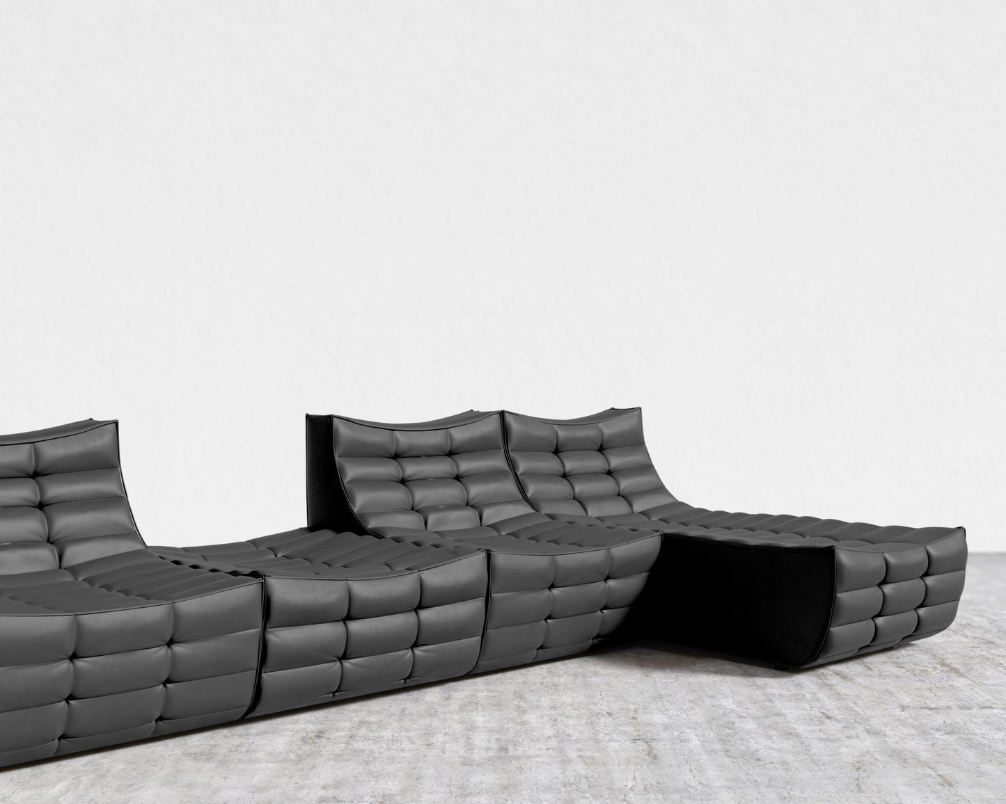 Tanner Modular Sectional - Microfiber Leather - Trento Jet Black