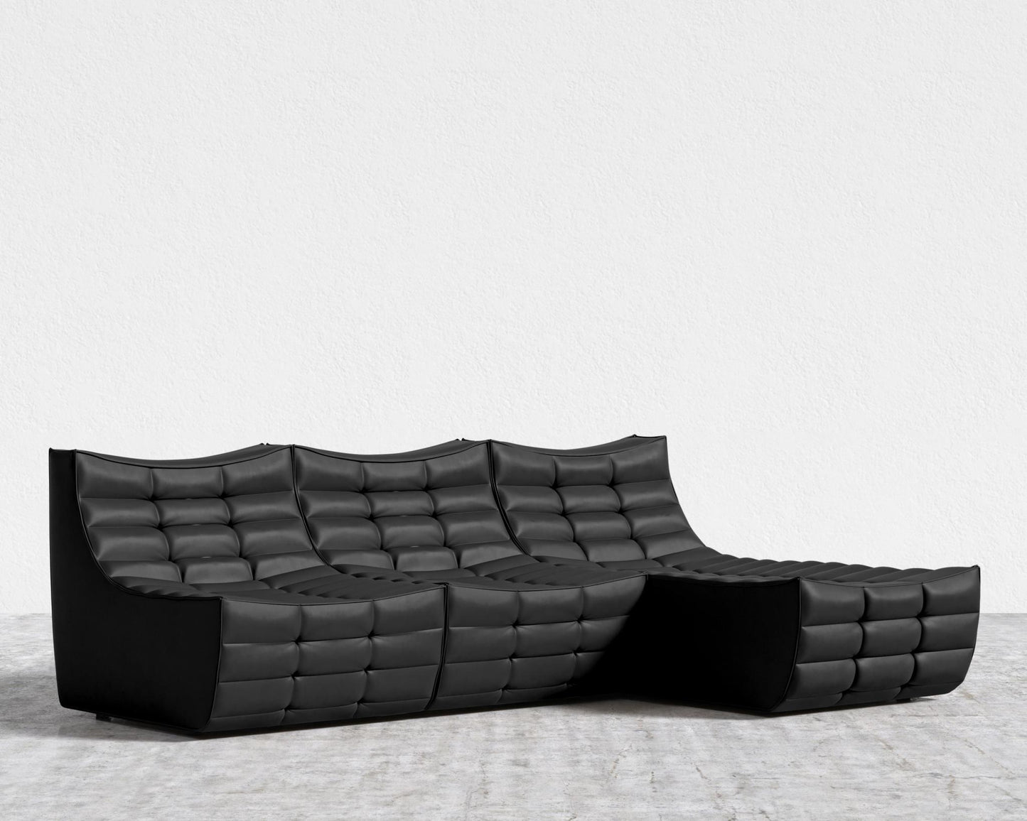 Tanner Sectional Sofa - Microfiber Leather - Trento Jet Black