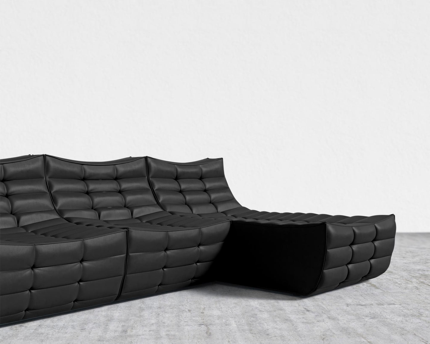Tanner Sectional Sofa - Microfiber Leather - Trento Jet Black
