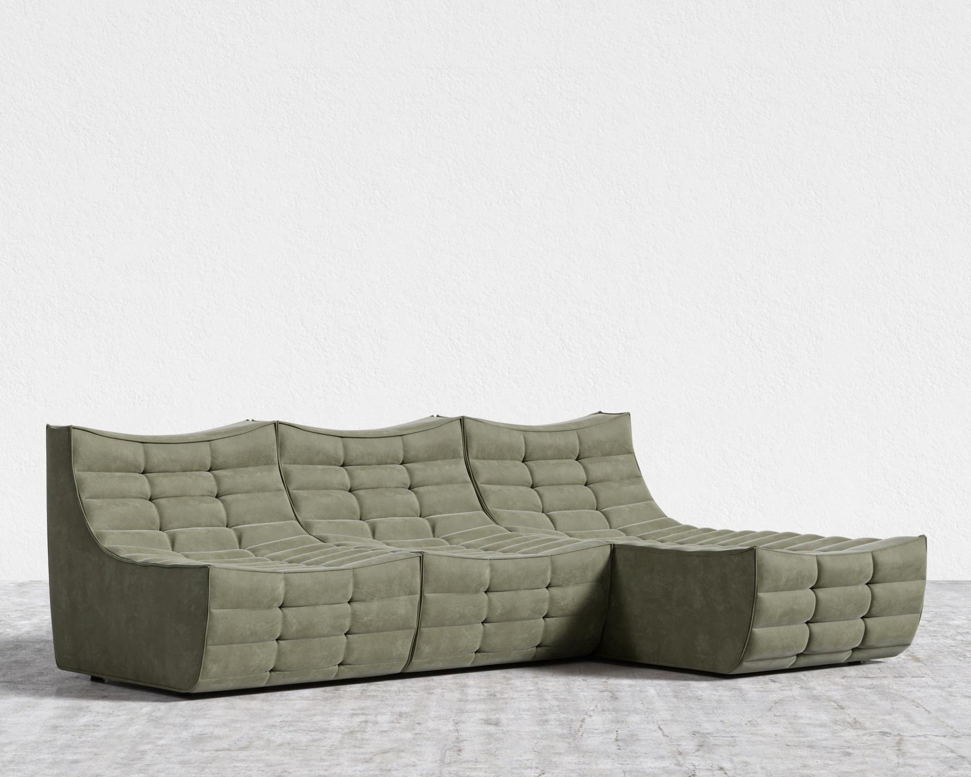 Tanner Sectional Sofa - Venice Vegan Suede - Sage