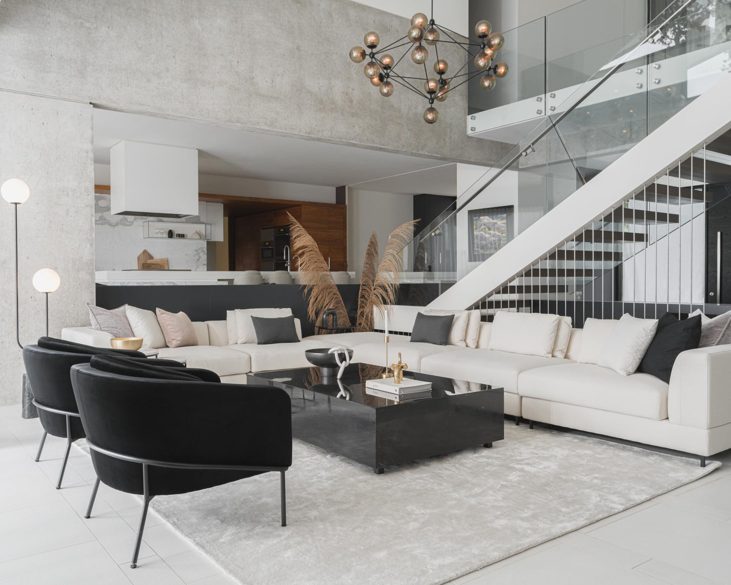 Antonio Scene featuring Angelo Lounge Chairs and Uma Floor Lamp