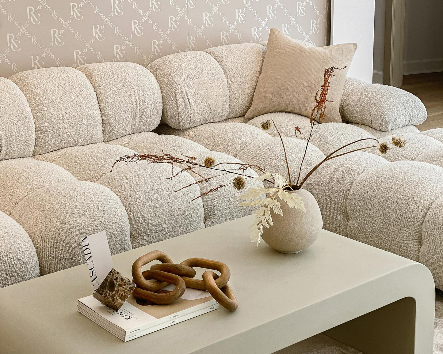 Belia Sectional Scene in Pearl - Showroom 