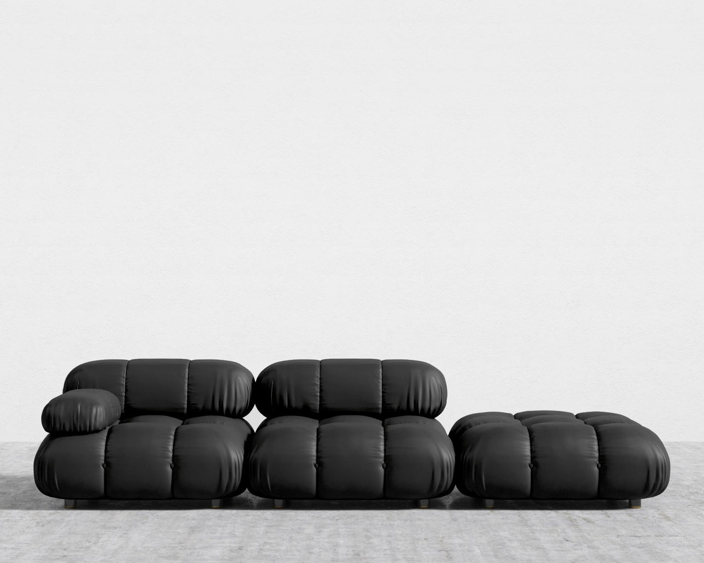Belia Open End Sofa - Open Left, Microfiber Leather - Trento Jet Black