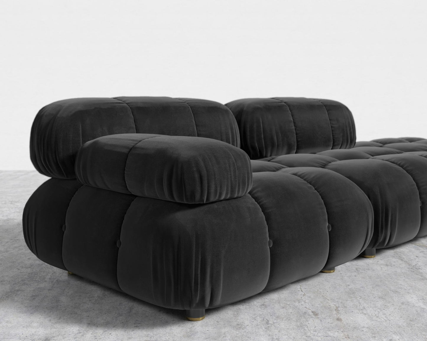 Belia Open End Sofa - Open Left, Plush Velvet - Black