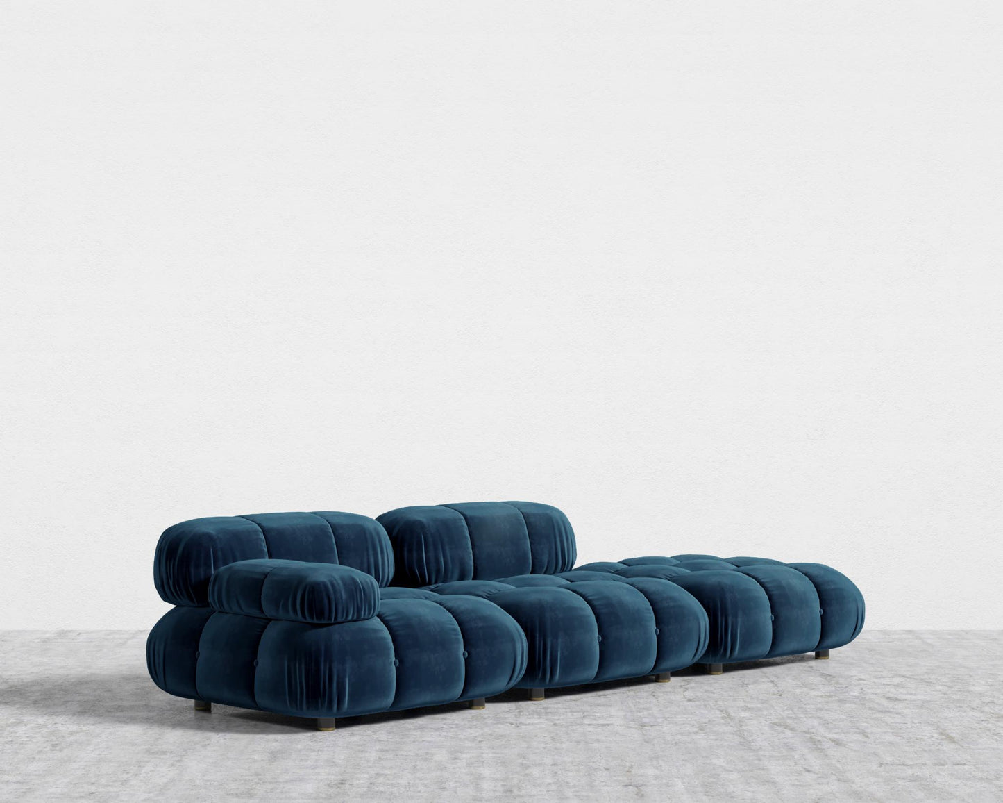 Belia Open End Sofa - Open Left, Plush Velvet - Cobalt