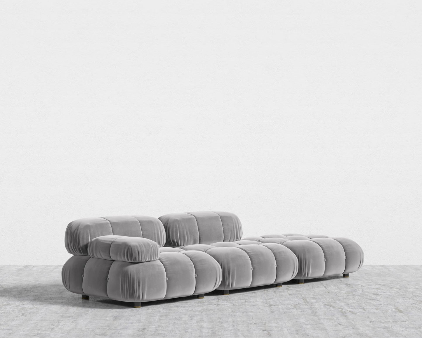 Belia Open End Sofa - Open Left, Plush Velvet - Glacier Grey