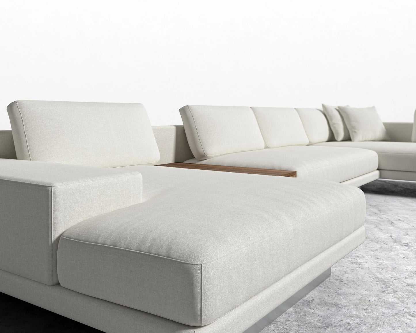 Dresden Modular Sectional - Walnut Veneer Storage Table, Right-Hand-Facing, Modern Felt - Alesund