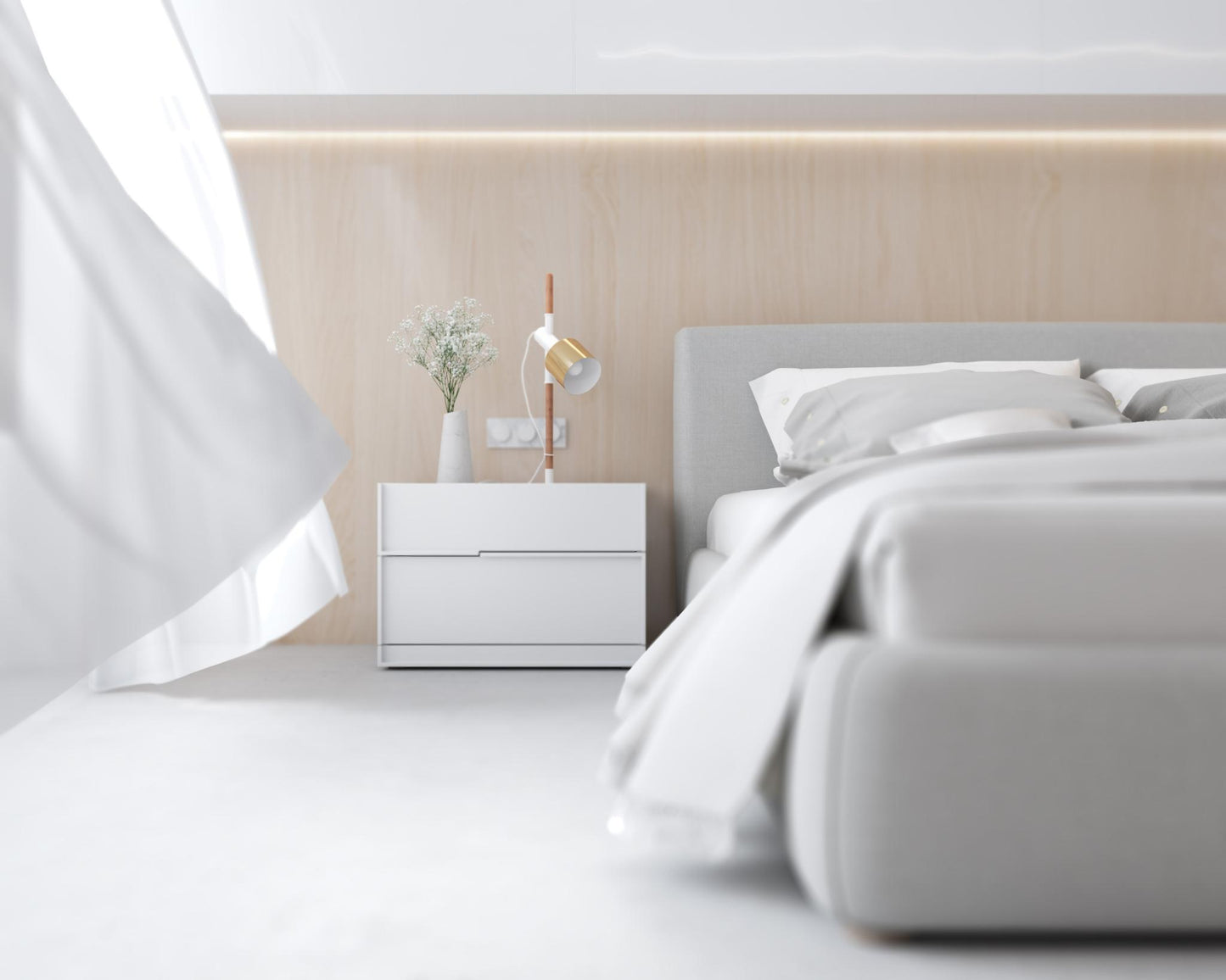 Hunter Nightstand - Glossy White Lacquer