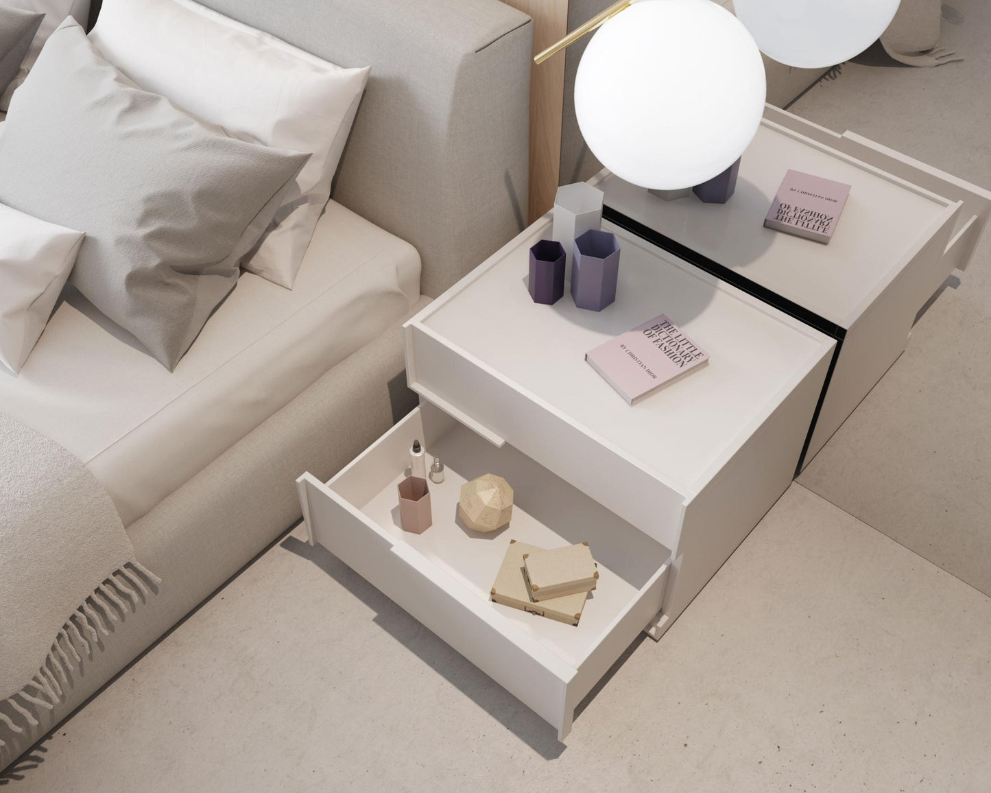 Hunter Nightstand - Glossy White Lacquer