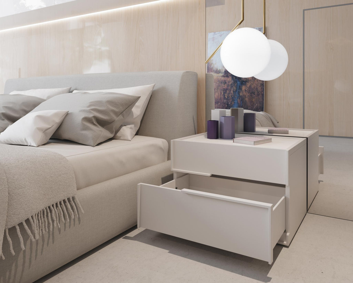 Hunter Nightstand - Glossy White Lacquer