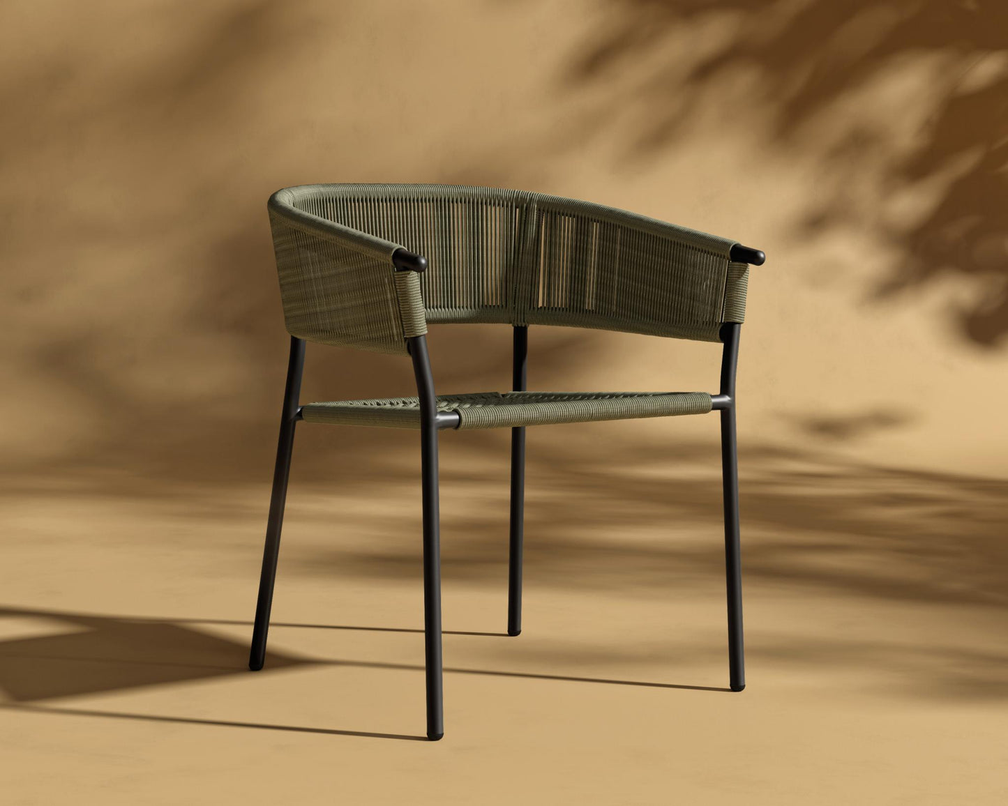 Afton Outdoor Dining Chair - Black, Olive Green Cord