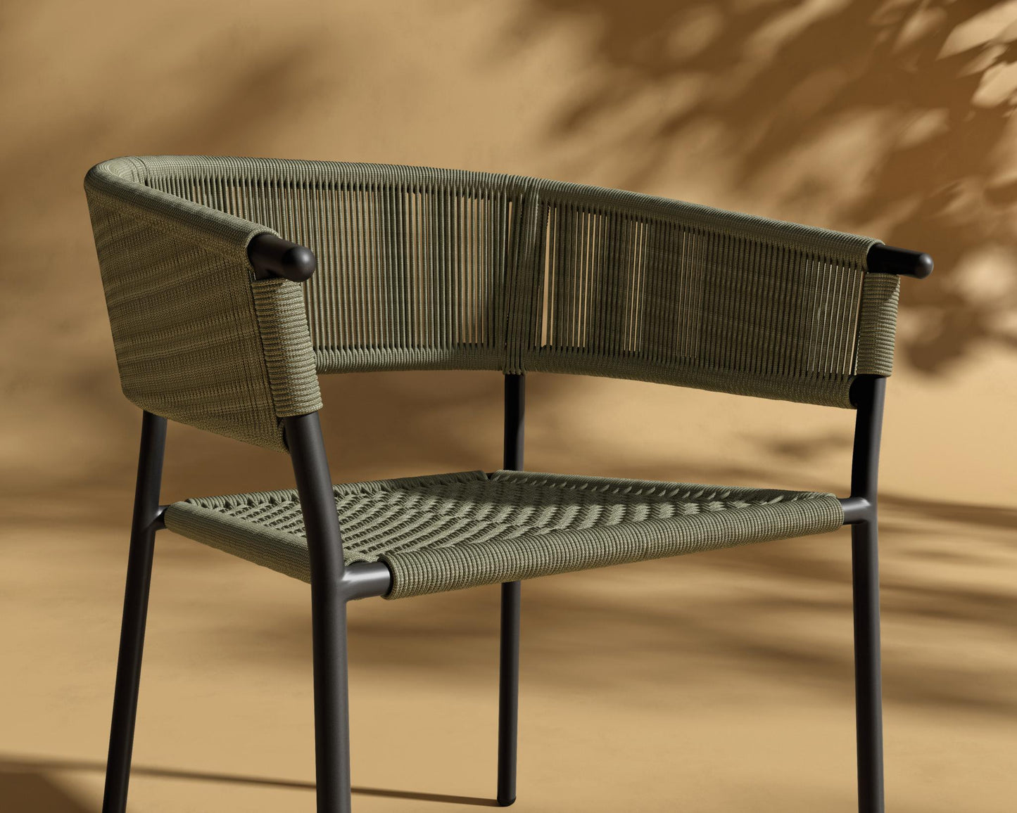 Afton Outdoor Dining Chair - Black, Olive Green Cord