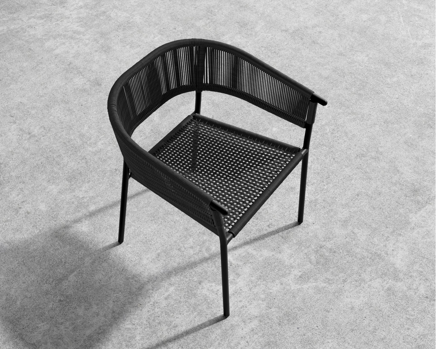 Afton Outdoor Dining Chair - Black Cord, Black
