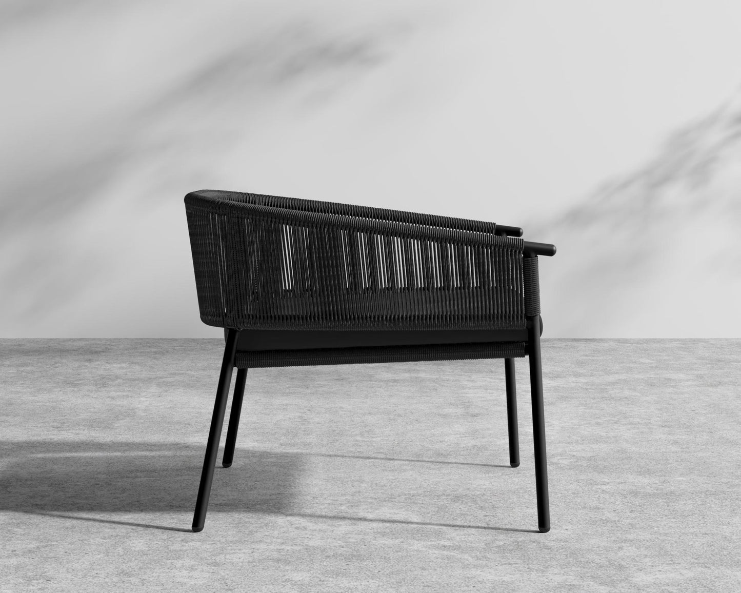 Afton Outdoor Lounge Chair - Black Cord, Black, Outdoor Fabric - Arcadia