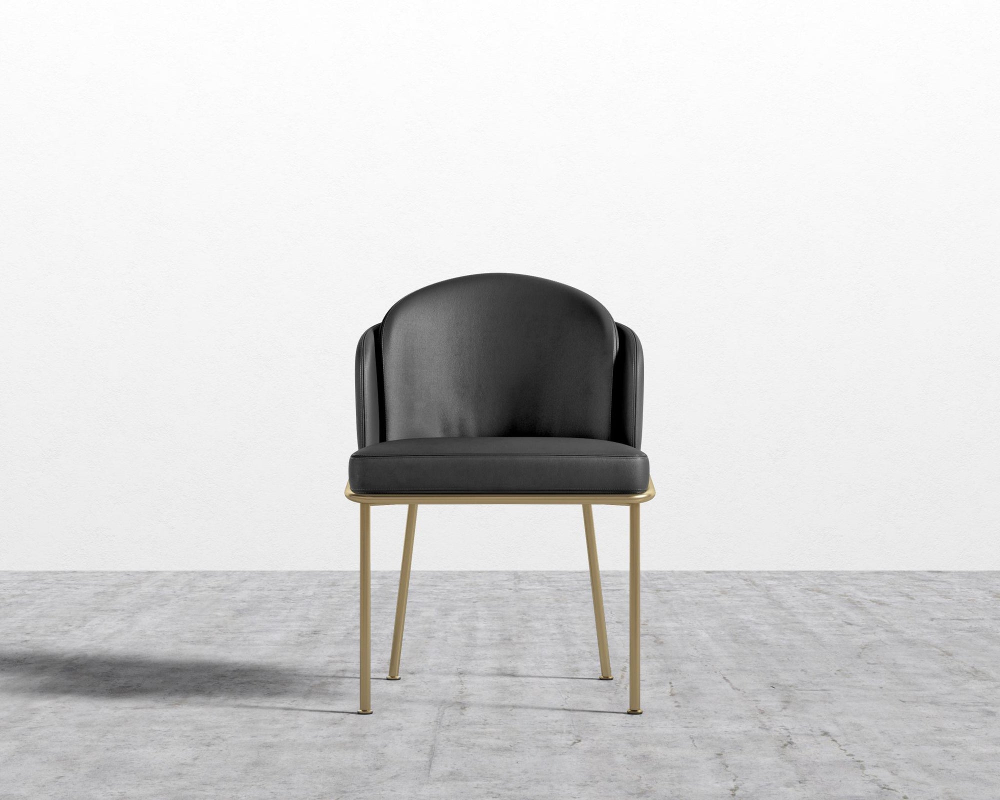 Angelo Dining Chair - Brass - Angelo, Microfiber Leather - Trento Jet Black