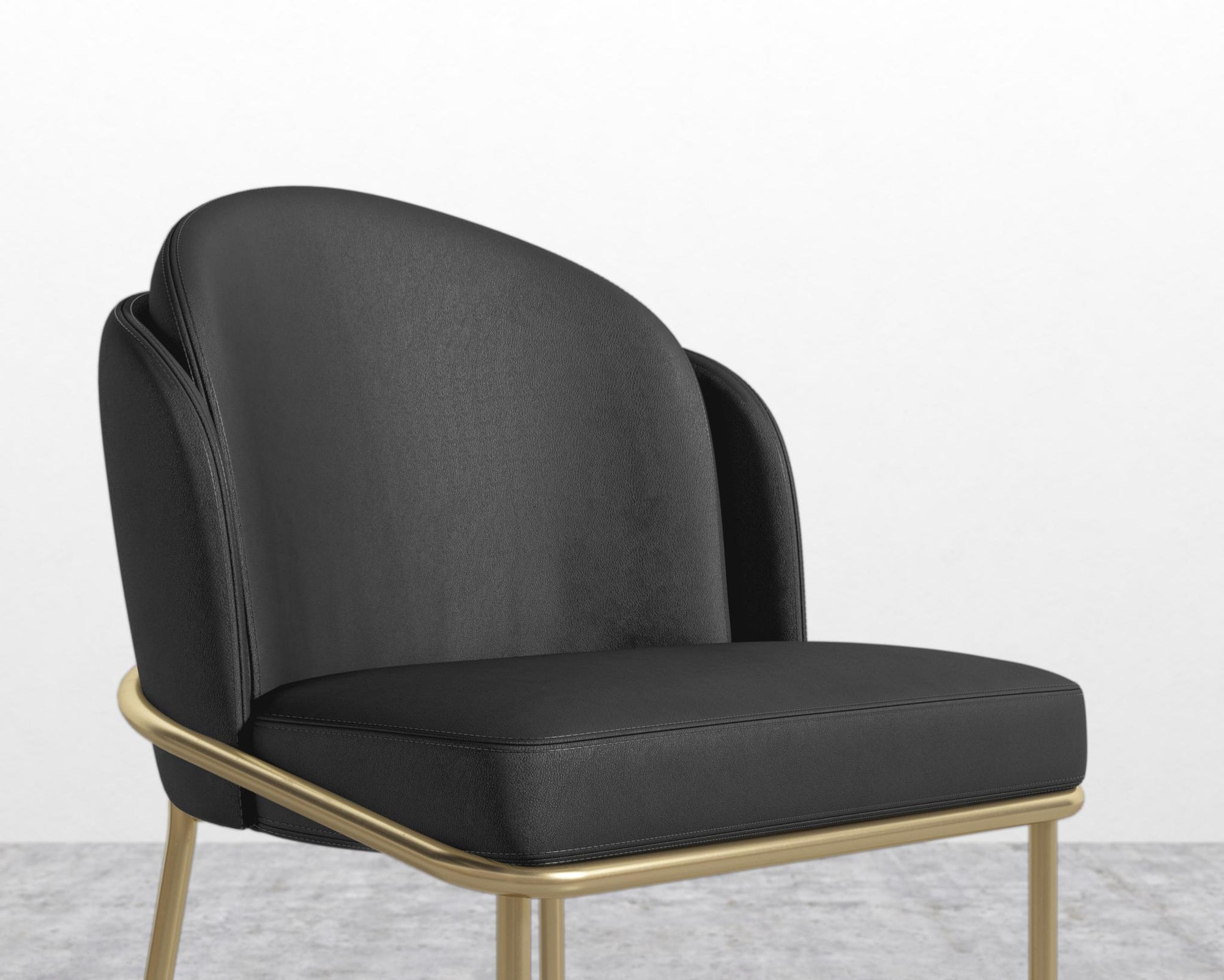 Angelo Dining Chair - Brass - Angelo, Microfiber Leather - Trento Jet Black