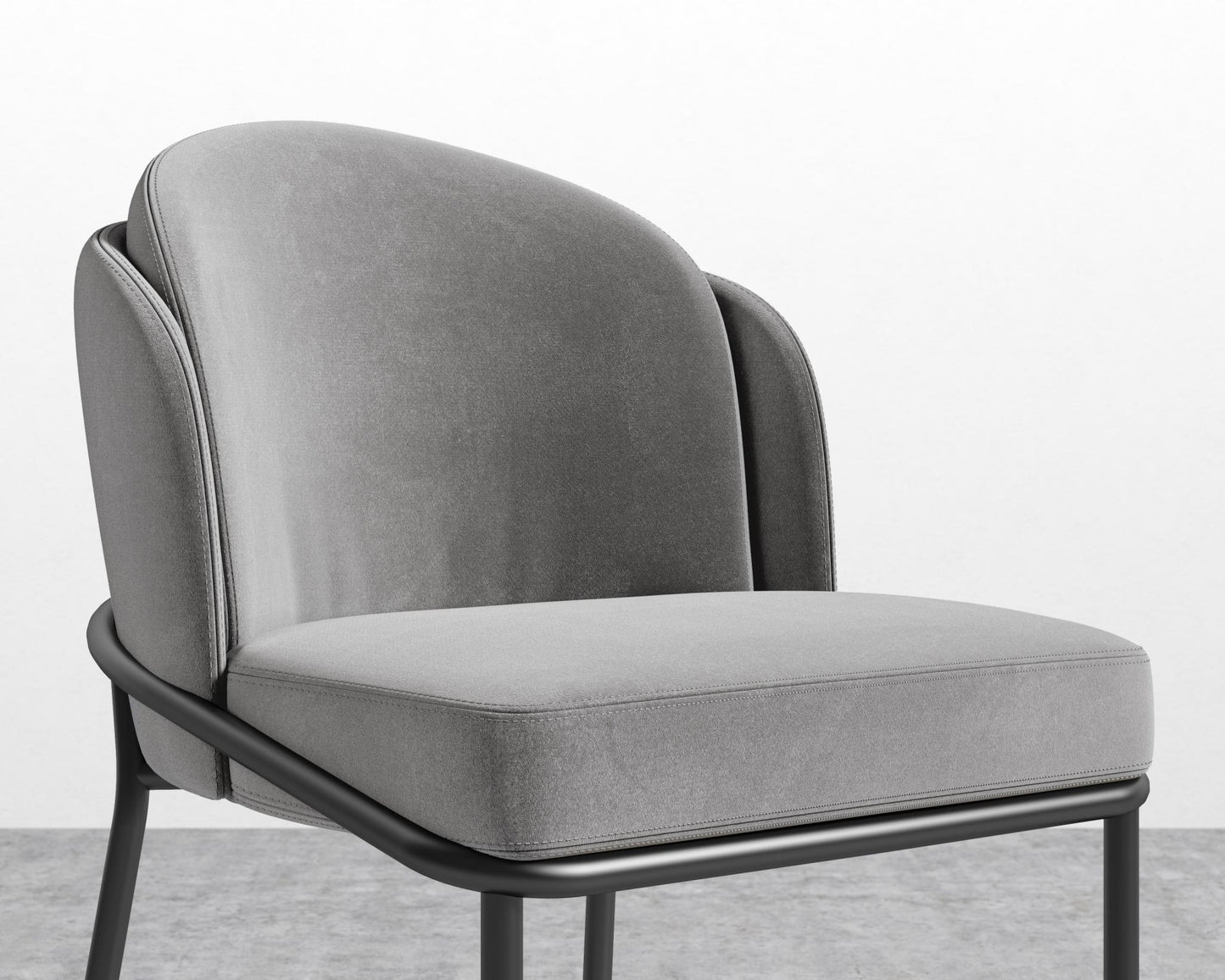 Angelo Counter Stool - Black - Angelo, Plush Velvet - Glacier Grey