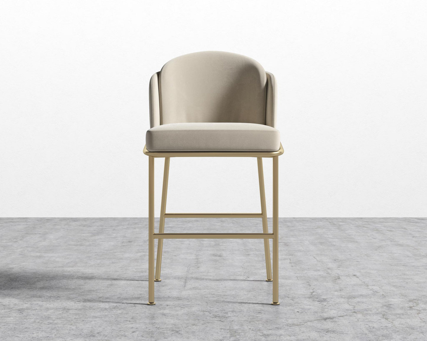 Angelo Counter Stool - Black - Angelo, Signature Plush Velvet - Warm Taupe