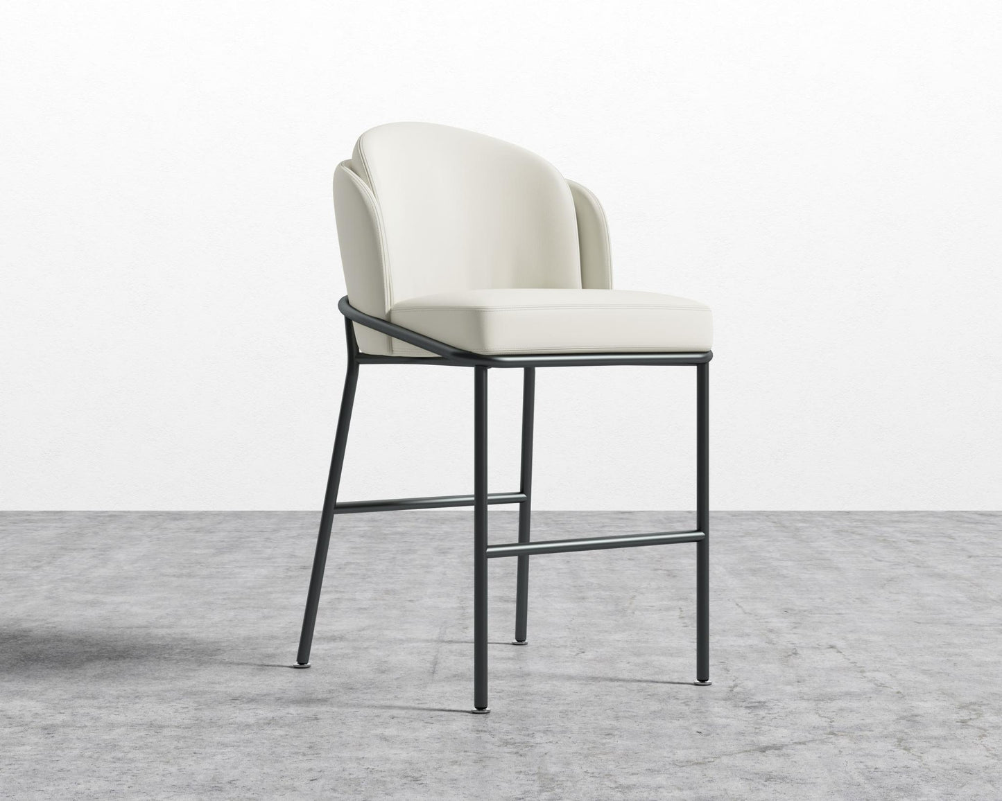 Angelo Counter Stool - Black - Angelo, Microfiber Leather - Trento Eggshell